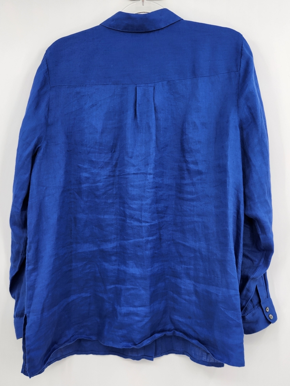 J. Jill Love Linen Long Sleeve Button Front Shirt Womens Size Large Royal Blue - Picture 6 of 7